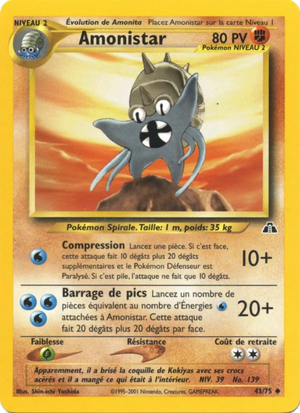 Carte Pokémon Amonistar 43/75 de l'extension Neo Discovery