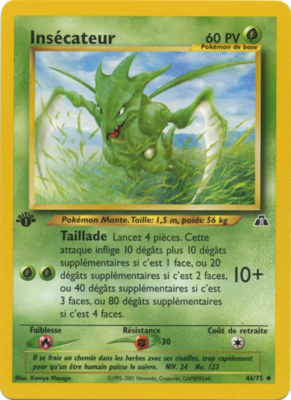 Carte Pokémon Insécateur 46/75 de l'extension Neo Discovery