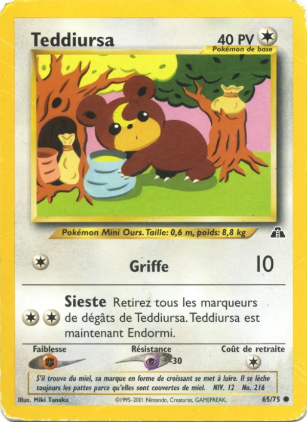 Carte Pokémon Teddiursa 65/75 de l'extension Neo Discovery