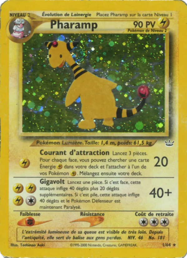 Carte Pokémon Pharamp 1/64 de l'extension Neo Revelation