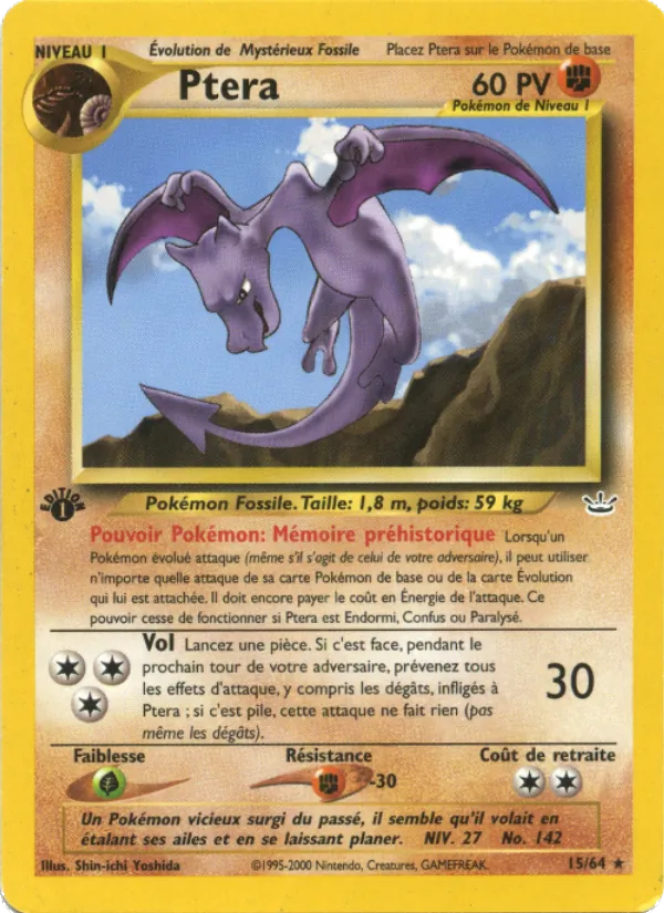 Carte Pokémon Ptéra 15/64 de l'extension Neo Revelation