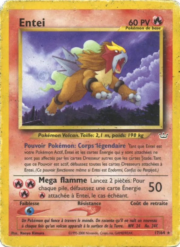 Carte Pokémon Entei 17/64 de l'extension Neo Revelation