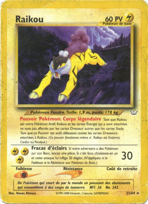 Carte Pokémon Raikou 22/64 de l'extension Neo Revelation