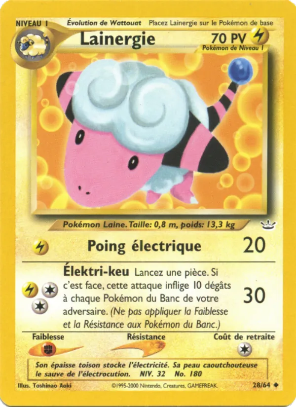 Carte Pokémon Lainergie 28/64 de l'extension Neo Revelation