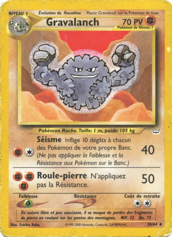 Carte Pokémon Gravalanch 30/64 de l'extension Neo Revelation