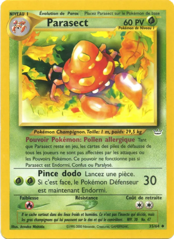 Carte Pokémon Parasect 35/64 de l'extension Neo Revelation