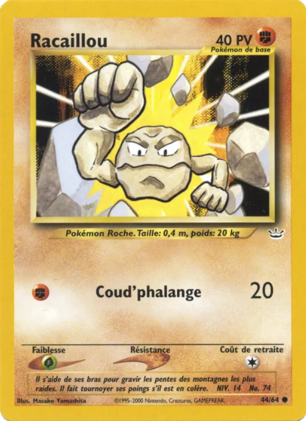 Carte Pokémon Racaillou 44/64 de l'extension Neo Revelation