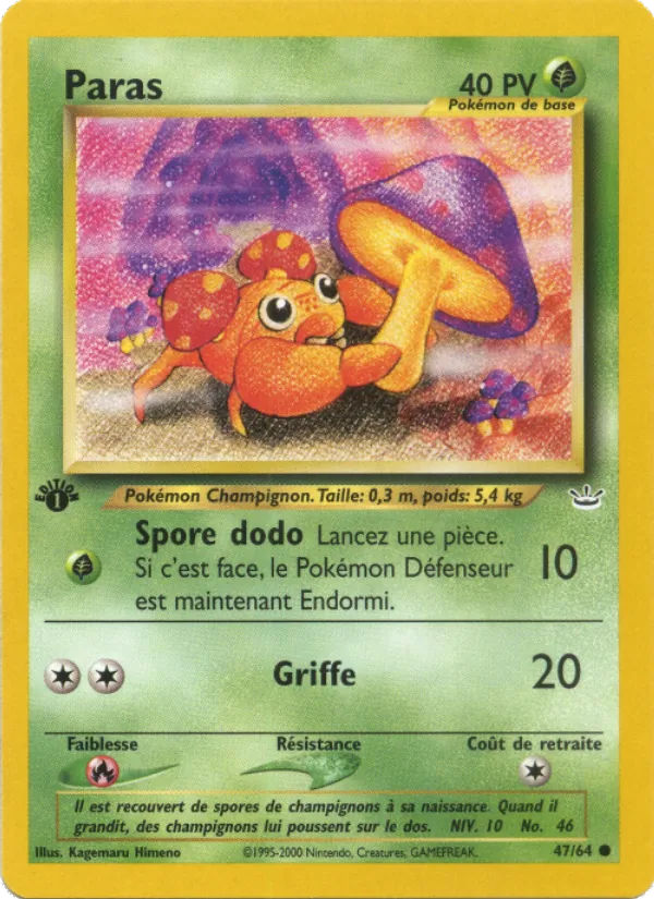 Carte Pokémon Paras 47/64 de l'extension Neo Revelation