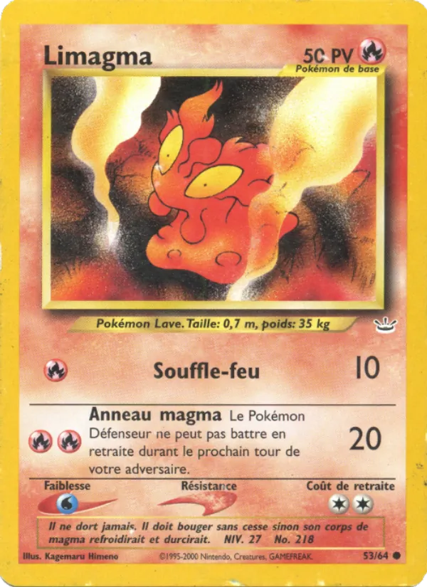 Carte Pokémon Limagma 53/64 de l'extension Neo Revelation