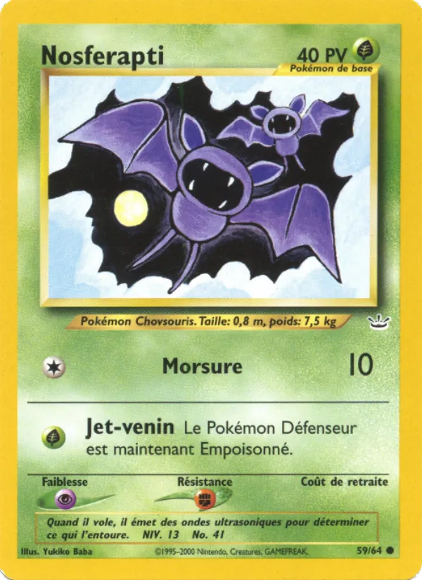 Carte Pokémon Nosferapti 59/64 de l'extension Neo Revelation