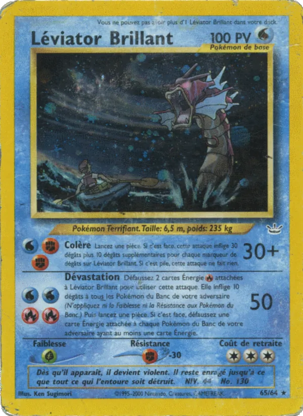 Carte Pokémon Léviator Brillant 65/64 de l'extension Neo Revelation