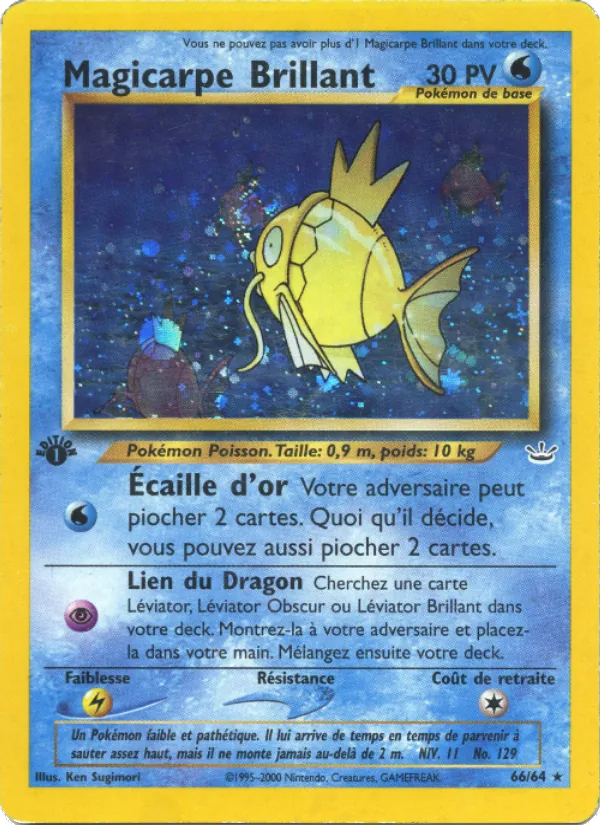 Carte Pokémon Magicarpe Brillant 66/64 de l'extension Neo Revelation