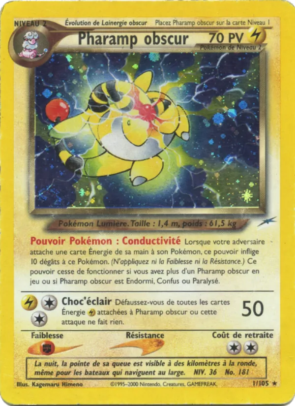 Carte Pokémon Pharamp obscur 1/105 de l'extension Neo Destiny