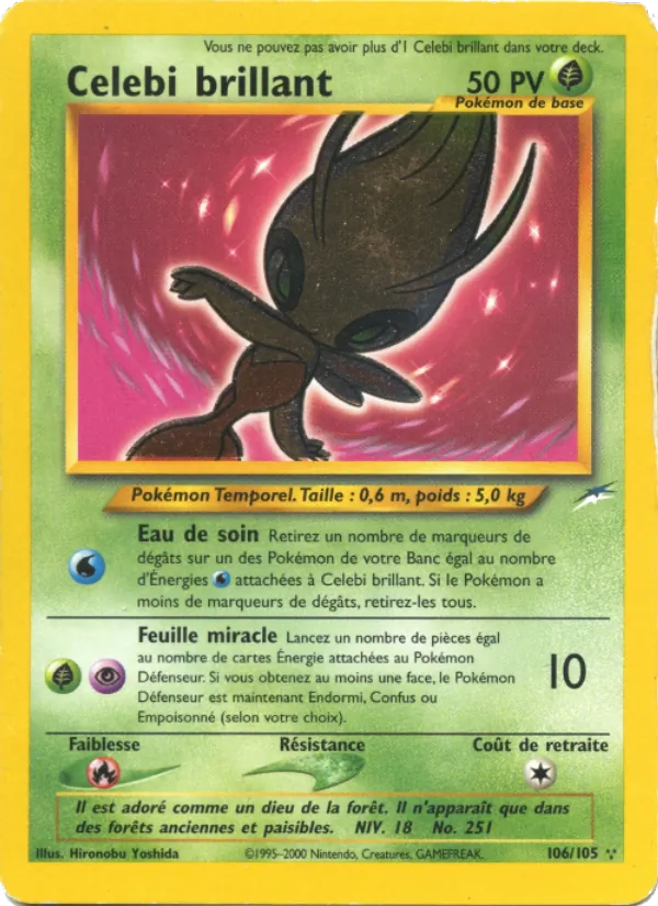 Carte Pokémon Celebi brillant 106/105 de l'extension Neo Destiny