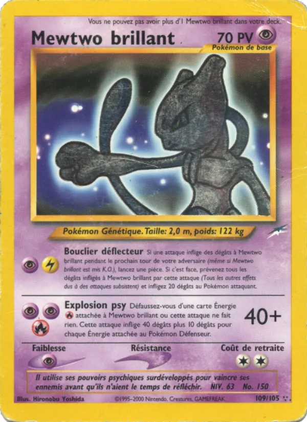 Carte Pokémon Mewtwo brillant 109/105 de l'extension Neo Destiny