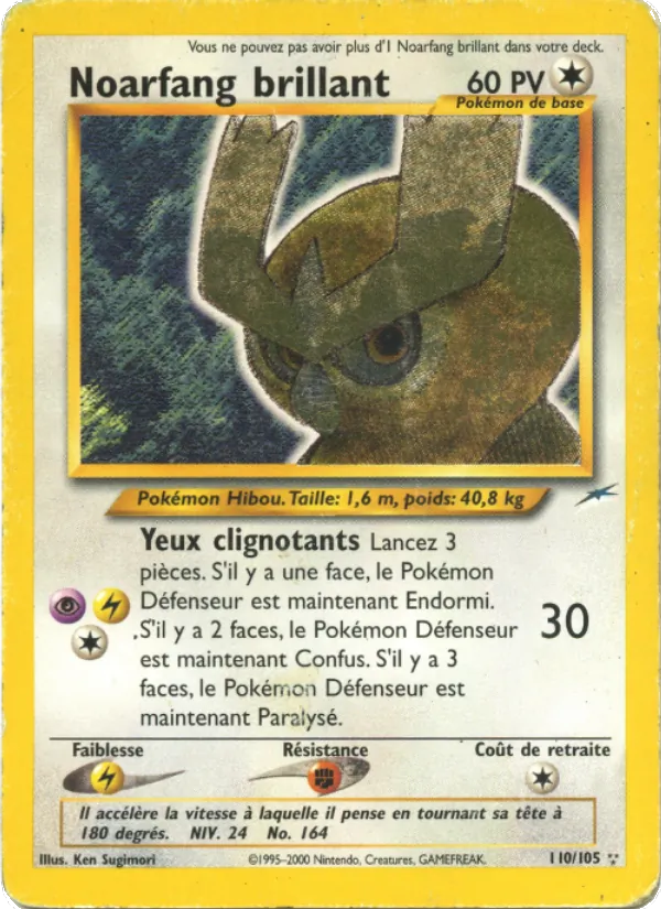 Carte Pokémon Noarfang brillant 110/105 de l'extension Neo Destiny