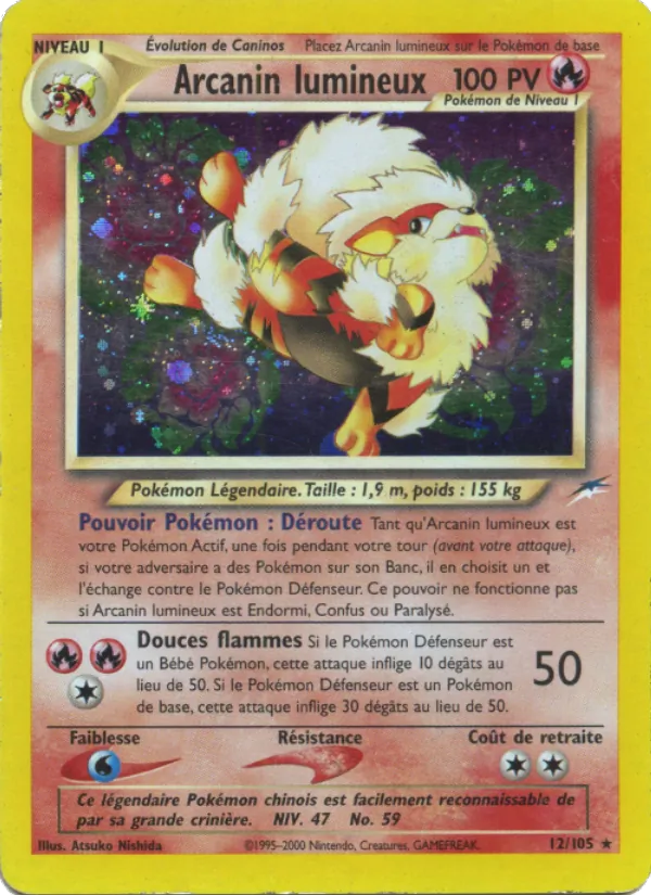 Carte Pokémon Arcanin lumineux 12/105 de l'extension Neo Destiny