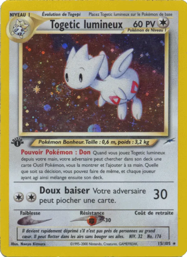 Carte Pokémon Togetic lumineux 15/105 de l'extension Neo Destiny