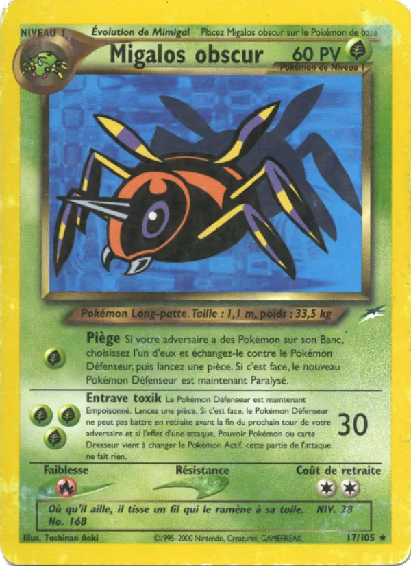 Carte Pokémon Migalos obscur 17/105 de l'extension Neo Destiny