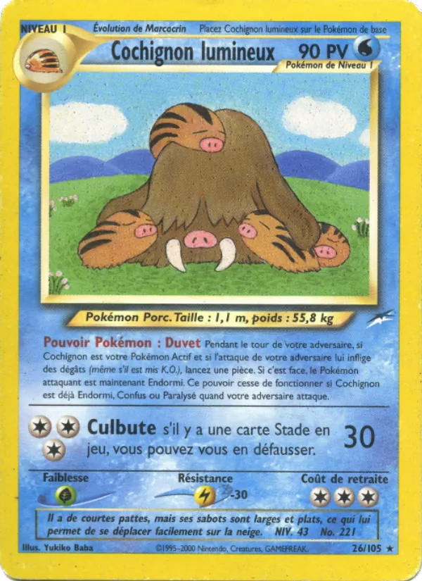 Carte Pokémon Cochignon lumineux 26/105 de l'extension Neo Destiny
