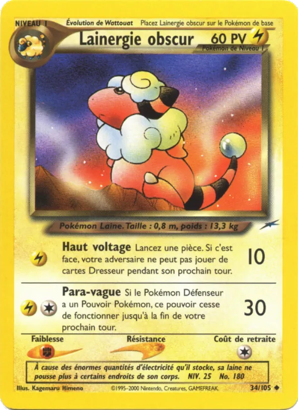 Carte Pokémon Lainergie obscur 34/105 de l'extension Neo Destiny