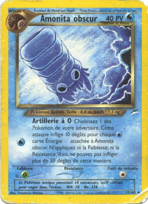 Carte Pokémon Amonita obscur 37/105 de l'extension Neo Destiny