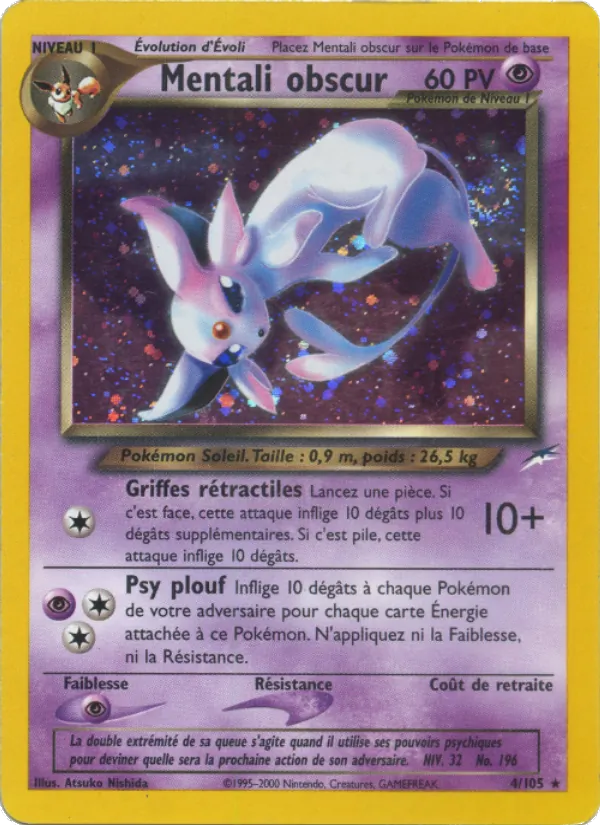 Carte Pokémon Mentali obscur 4/105 de l'extension Neo Destiny