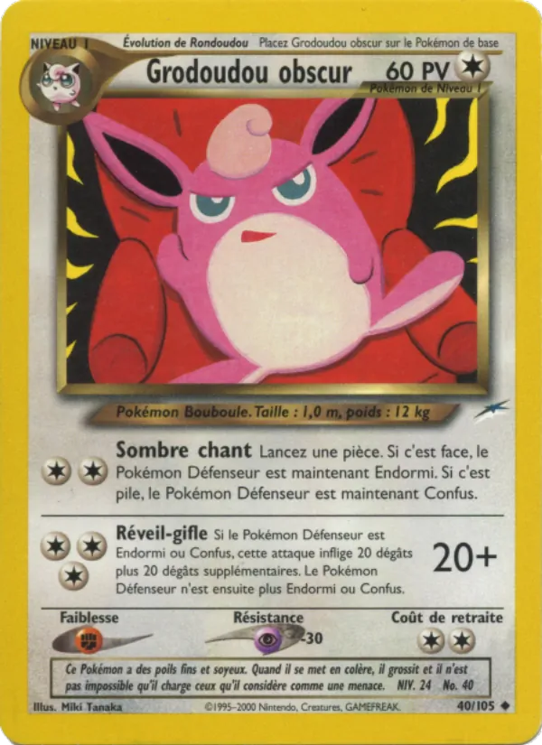 Carte Pokémon Grodoudou obscur 40/105 de l'extension Neo Destiny