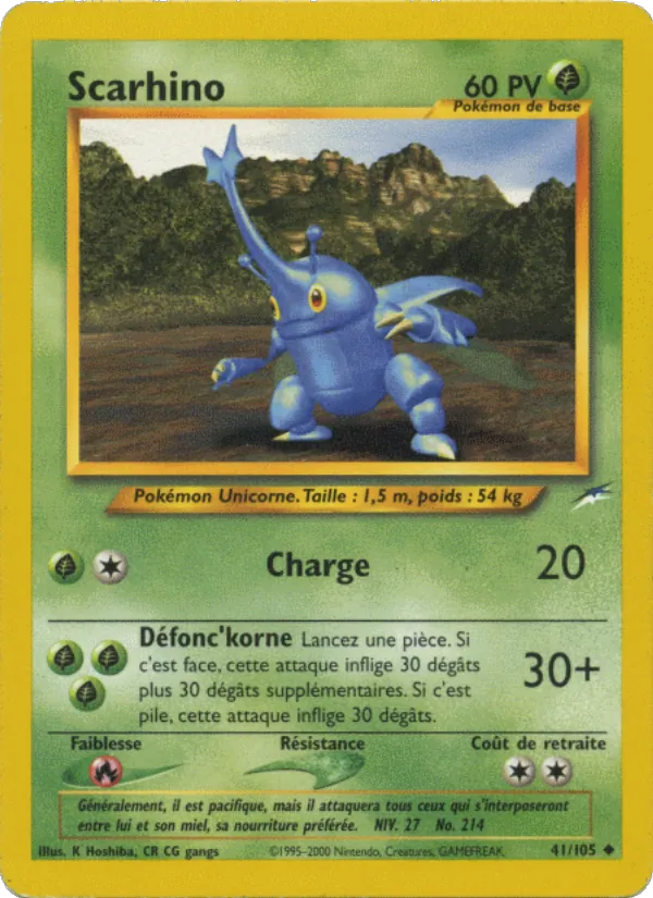Carte Pokémon Scarhino 41/105 de l'extension Neo Destiny