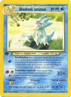 Carte Pokémon Akwakwak lumineux 47 — Neo Destiny