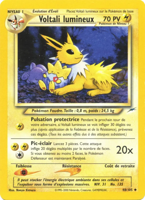 Carte Pokémon Voltali lumineux 48/105 de l'extension Neo Destiny
