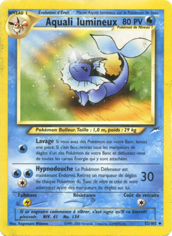 Carte Pokémon Aquali lumineux 52/105 de l'extension Neo Destiny