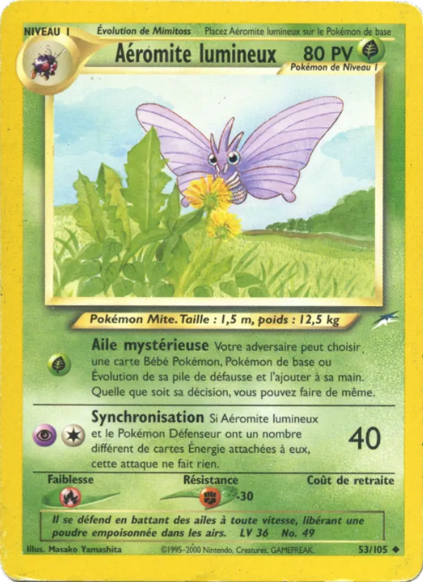 Carte Pokémon Aéromite lumineux 53/105 de l'extension Neo Destiny