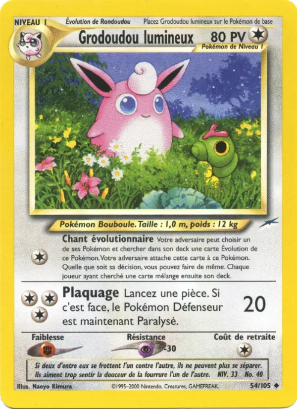 Carte Pokémon Grodoudou lumineux 54/105 de l'extension Neo Destiny