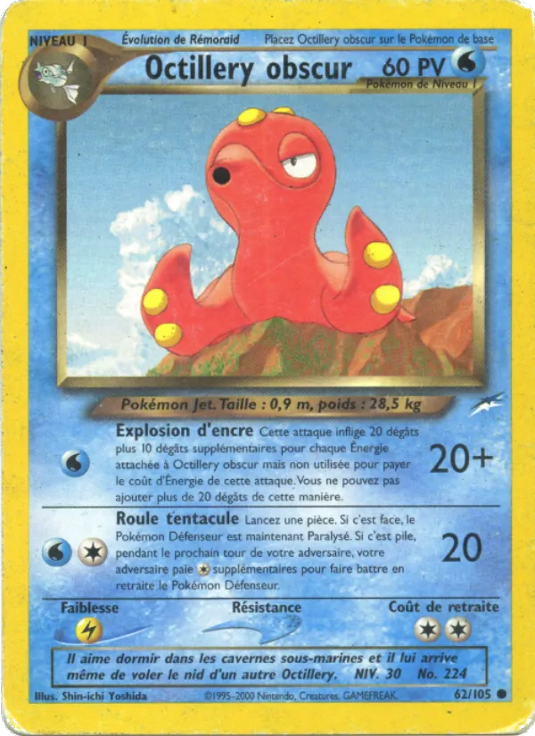 Carte Pokémon Octillery obscur 62/105 de l'extension Neo Destiny
