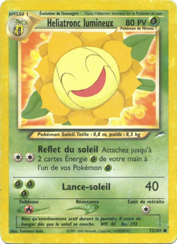 Carte Pokémon Heliatronc lumineux 72/105 de l'extension Neo Destiny