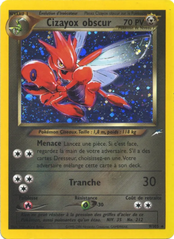 Carte Pokémon Cizayox obscur 9/105 de l'extension Neo Destiny