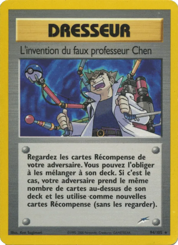 Carte Pokémon L'invention du faux professeur Chen 94/105 de l'extension Neo Destiny