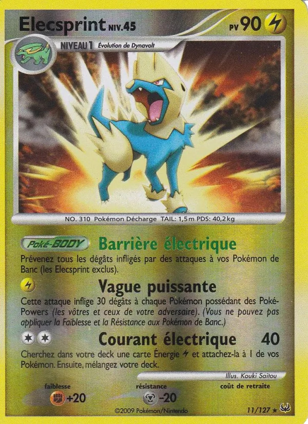 Carte Pokémon Élecsprint 11/127 de l'extension Platine