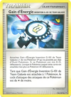 Carte Pokémon Gain d'Énergie Invention G-101 de Team Galaxie 116 — Platine