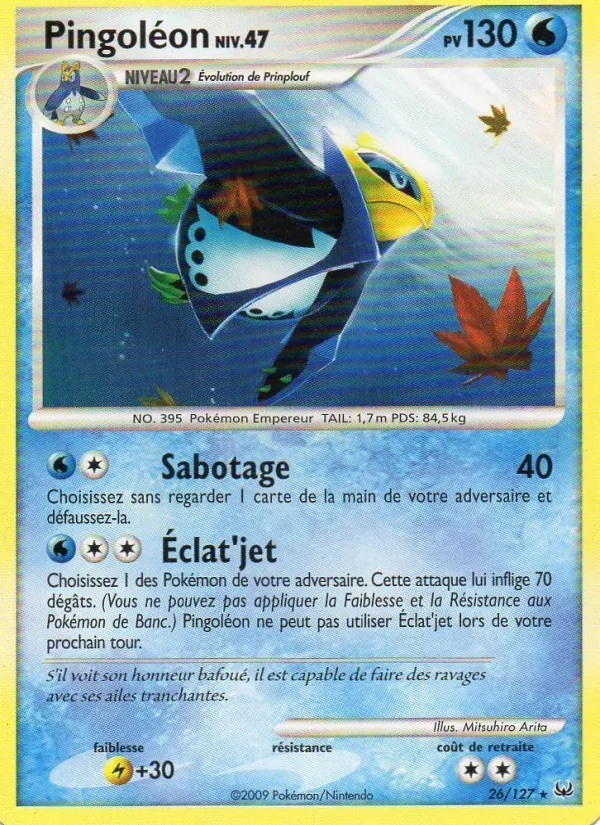 Carte Pokémon Pingoléon 26/127 de l'extension Platine