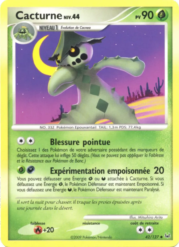 Carte Pokémon Cacturne 42/127 de l'extension Platine