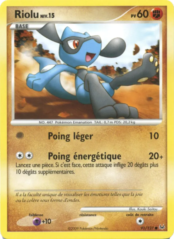 Carte Pokémon Riolu 91/127 de l'extension Platine
