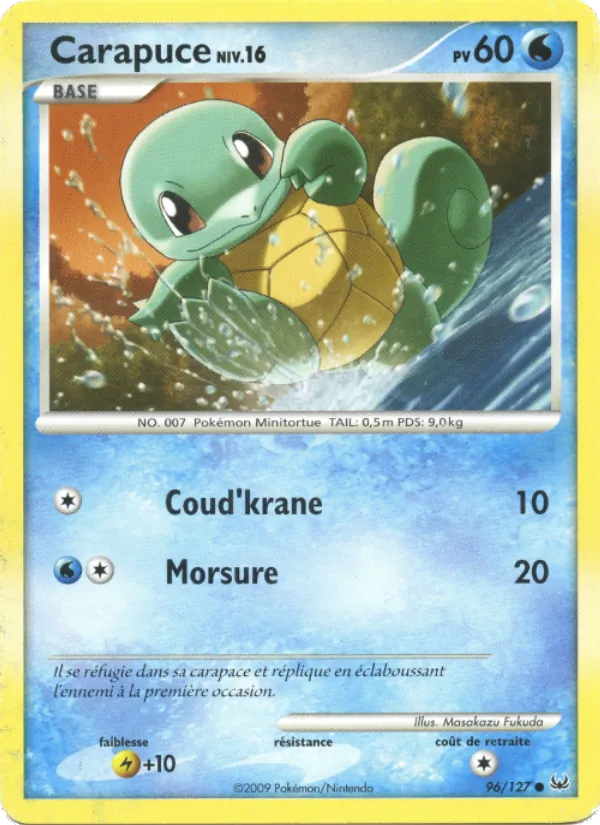 Carte Pokémon Carapuce 96/127 de l'extension Platine
