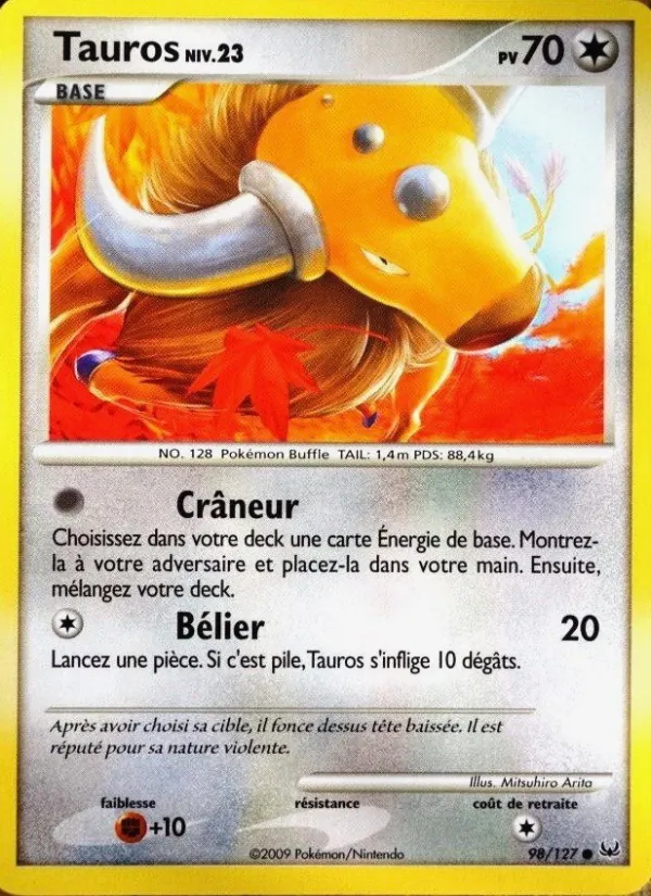 Carte Pokémon Tauros 98/127 de l'extension Platine