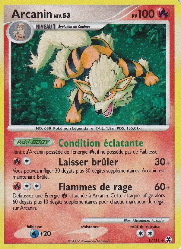 Carte Pokémon Arcanin Niv. 53 1/111 de l'extension Rivaux Émergeants