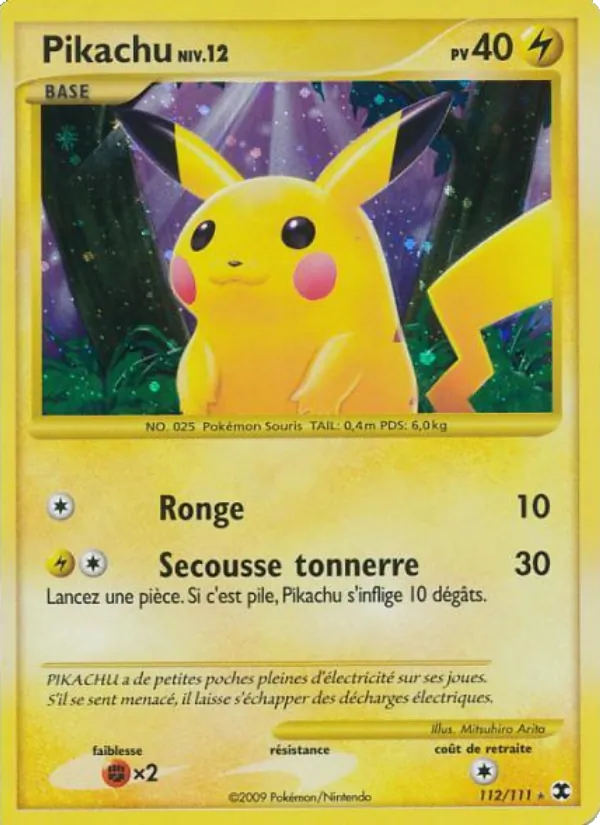 Carte Pokémon Pikachu Niv. 12 112/111 de l'extension Rivaux Émergeants