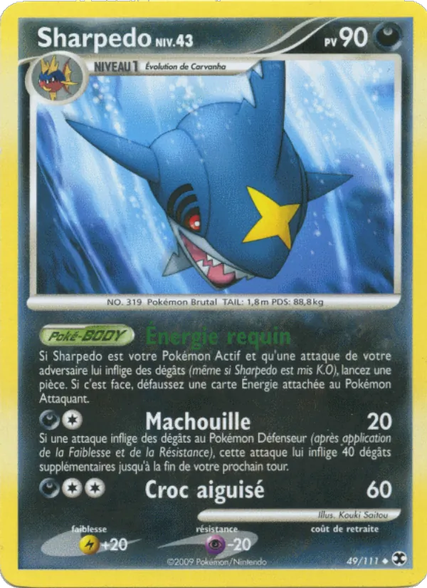 Carte Pokémon Sharpedo Niv. 43 49/111 de l'extension Rivaux Émergeants