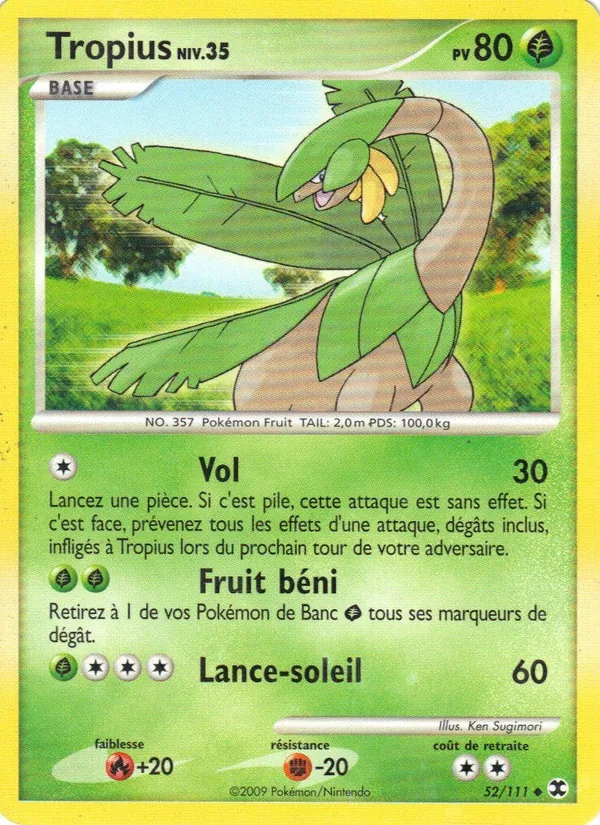 Carte Pokémon Tropius Niv. 35 52/111 de l'extension Rivaux Émergeants