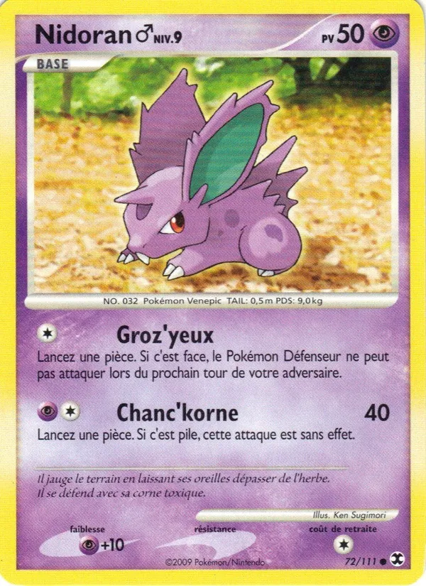 Carte Pokémon Nidoran♂ Niv. 9 72/111 de l'extension Rivaux Émergeants